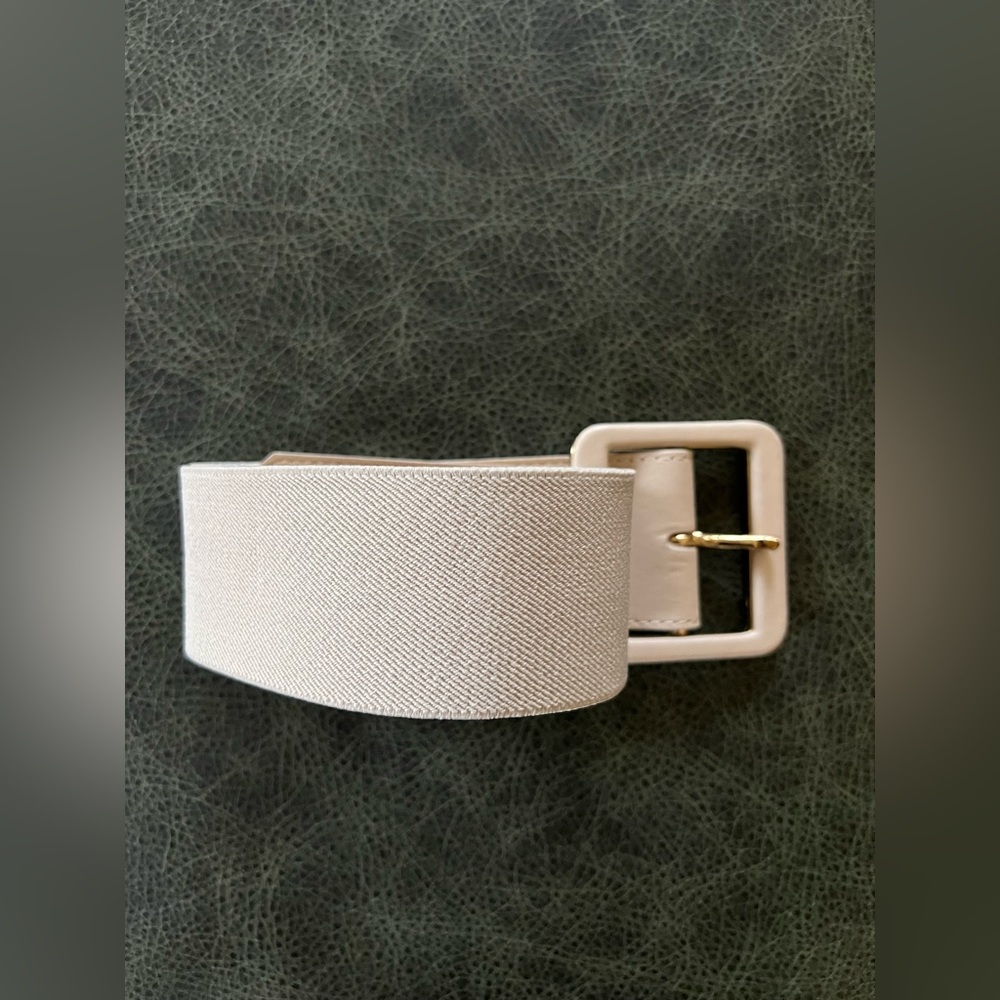 Banana Republic Belt Wide with Square Buckle Light Gray Size M/L - Picture 3 of 11